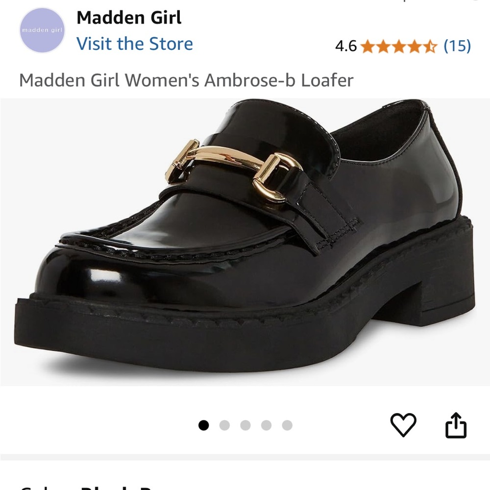 Black Loafers with Gold Buckle